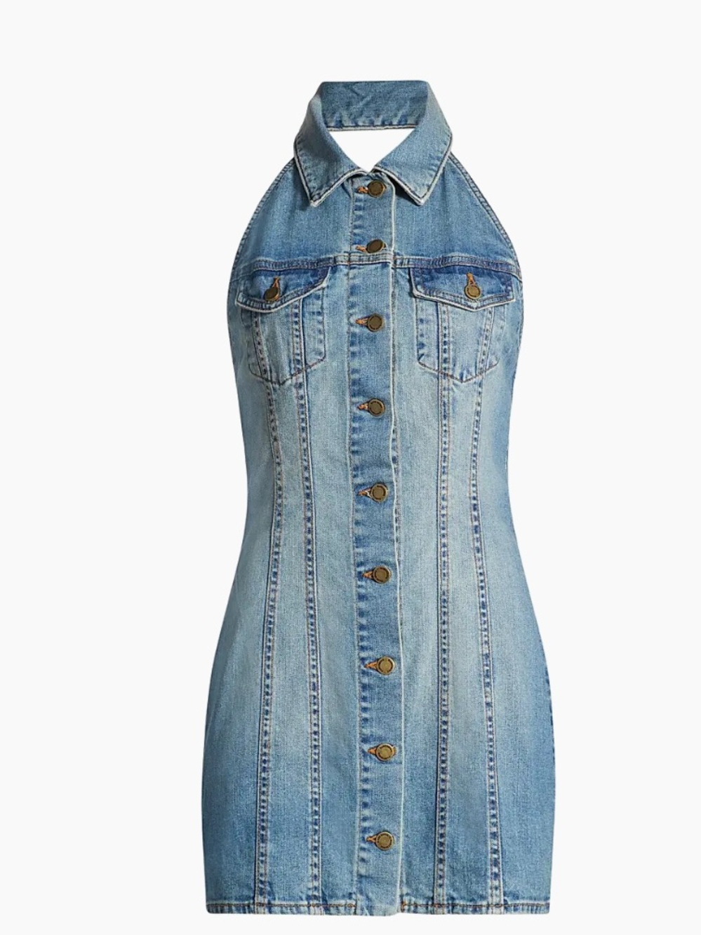 Tuckernuck Ramy Brook Susanna Denim Halter Minidress Size 29 - Picture 1 of 11